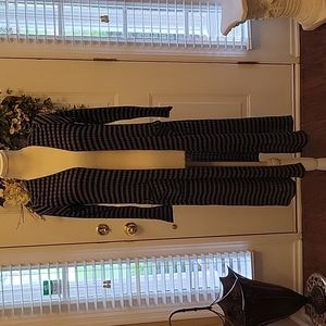 LuLaRoe black gray striped long maxi ribbed cardigan duster long slv Small EUC …